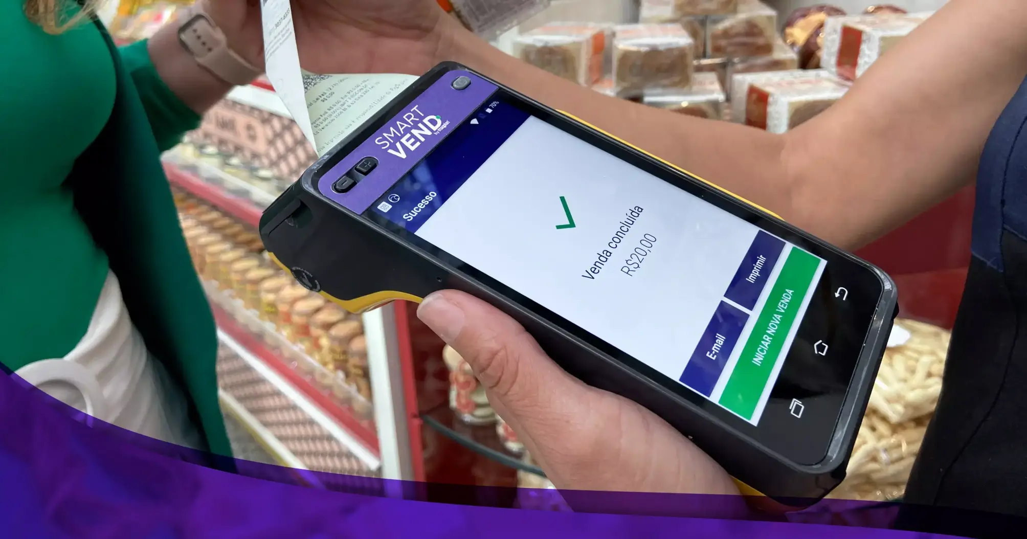 Sistema de PDV Smartvend em maquininha de cartão